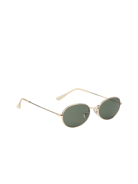 

Scavin Unisex Green Lens & Gold-Toned Oval Sunglasses with UV Protected Lens