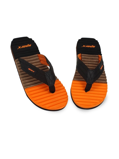 

Sparx Men Black & Orange Colourblocked Thong Flip-Flops