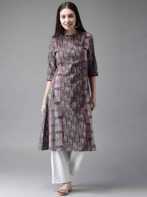 

Moda Rapido Women Grey Printed A-line Kurta