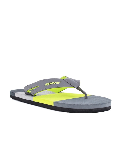 

Sparx Men Grey & Green Colourblocked Thong Flip-Flops