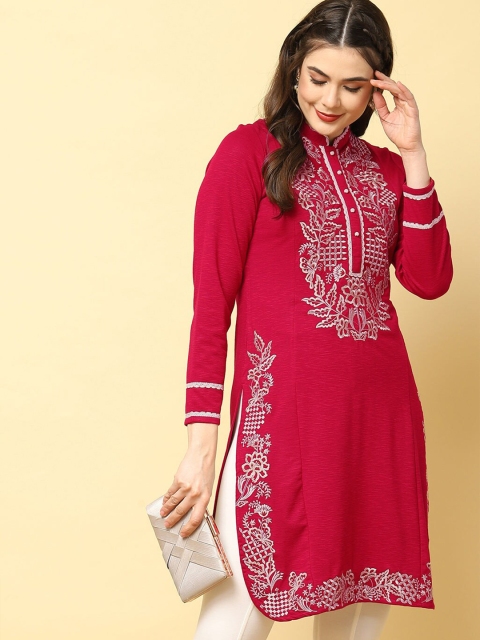 

Lakshita Pink & White Floral Thread Work Kurta