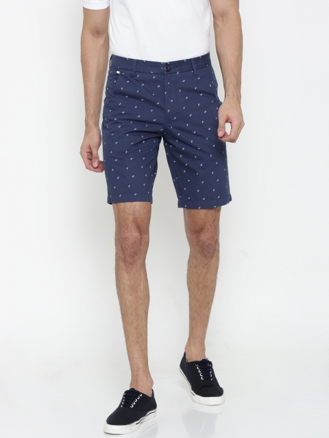 

Indigo Nation Men Blue Printed Chino Shorts