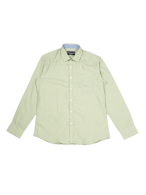 

John Miller Men Yellow & Blue Slim Fit Self Design Casual Shirt