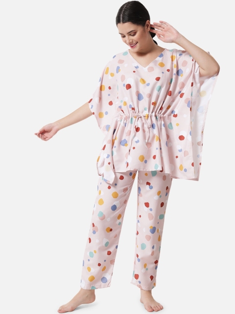 

FFLIRTYGO Women Pink & Maroon Printed Night suit