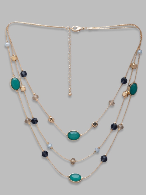 

Globus Gold-Toned & Green Gold-Plated Layered Necklace