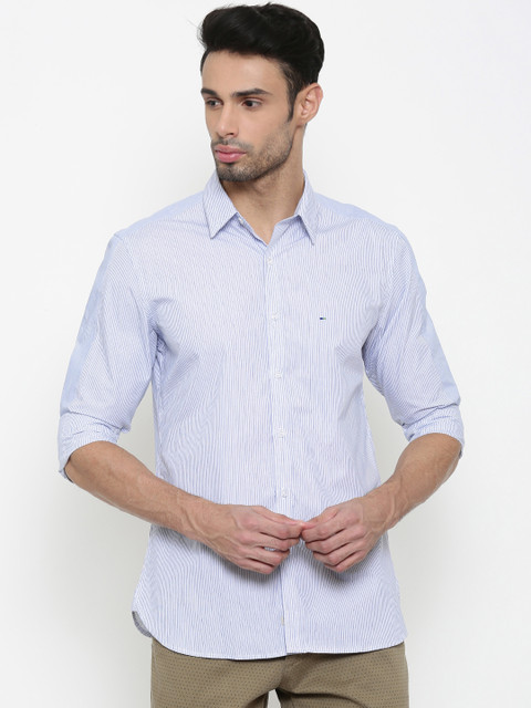 

Indigo Nation Men Blue & White Slim Fit Striped Casual Shirt