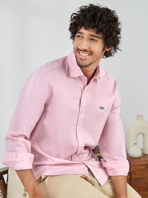 

Andamen Men Pink Classic Slim Fit Casual Shirt