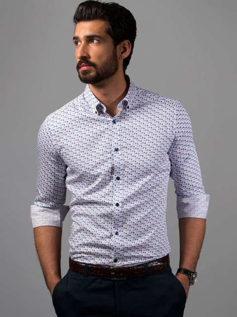 

Andamen Men Pink Classic Slim Fit Floral Printed Casual Shirt