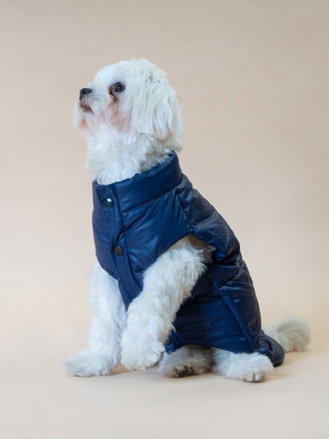 

thepawpstarco Navy Blue Solid Dog Vest Winter Hoddie Jacket