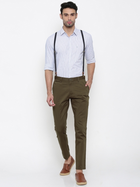 

Indigo Nation Men Olive Green Ultra Slim Fit Solid Chinos