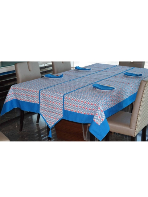 

Lushomes Set Of 6 Blue & Red Geometric Printed Table Linen Sets