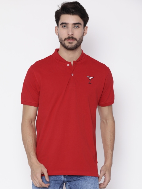 

Indigo Nation Men Red Solid Polo Collar T-shirt