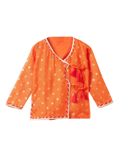 

Hopscotch Boys Multicoloured Embroidered Pure Cotton Kurta with Skirt, Multi