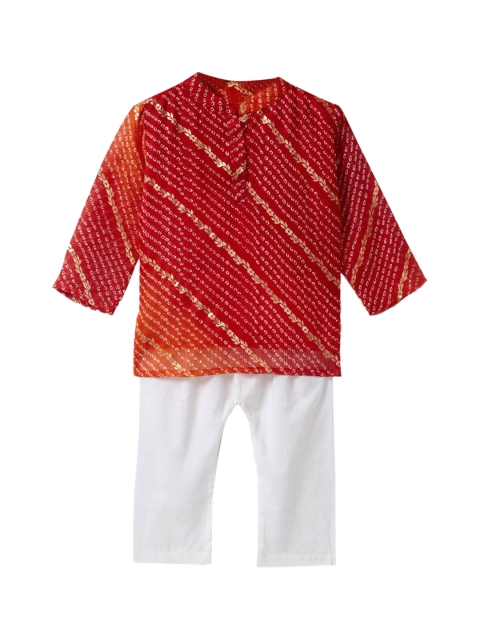

Hopscotch Boys Multicoloured Striped Pure Cotton Kurta with Pyjamas, Multi