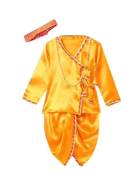 

Hopscotch Boys Orange Pure Cotton Kurta with Pyjamas