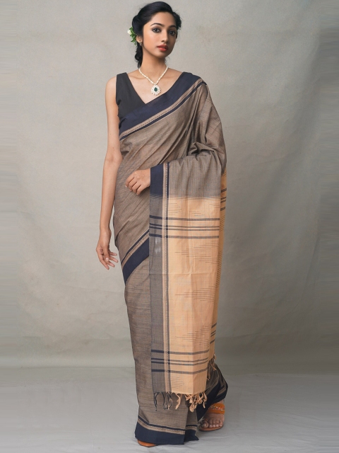 

Unnati Silks Grey & Beige Woven Design Pure Cotton Chettinad Saree