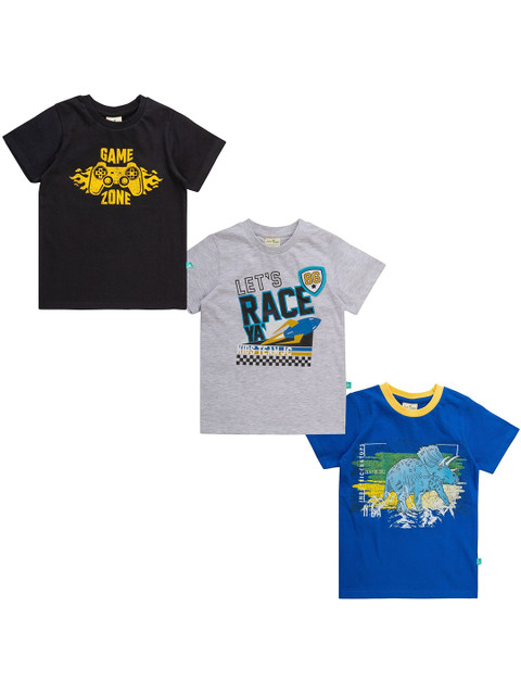

JusCubs Boys Pack of 3 Printed Cotton T-shirts, Black