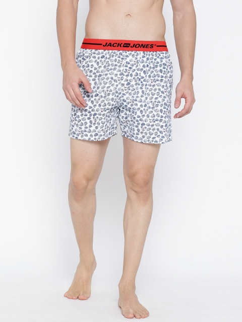 

Jack & Jones Men White & Navy Printed Boxers 1845566005