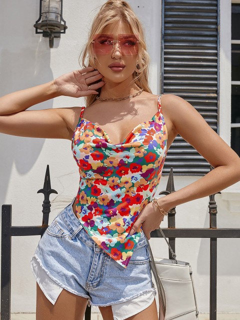 

BoStreet Multicoloured Floral Printed Fitted Crop Top, Multi