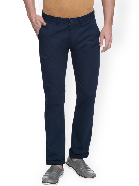 

Crocodile Men Navy Regular Fit Solid Chinos, Navy blue