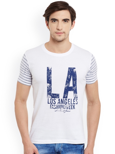 

Duke Men White Printed Round Neck T-shirt