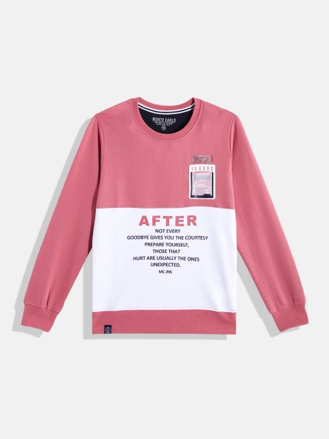 

Monte Carlo Boys Pink & White Colourblocked & Printed Sweatshirt