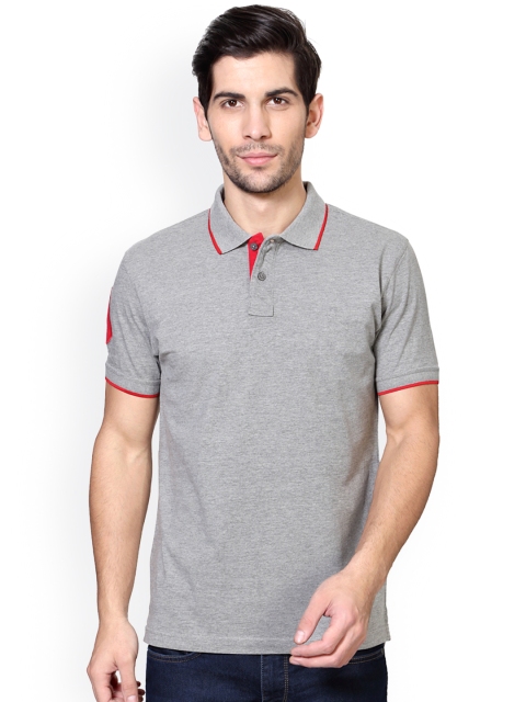 

Peter England Men Grey Solid Polo Collar T-shirt
