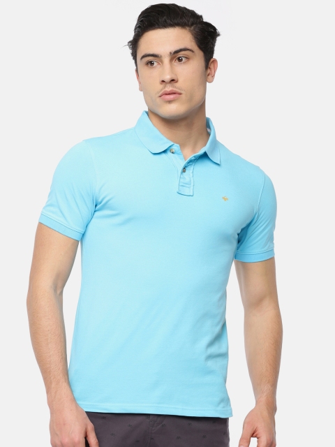 

Peter England Men Blue Solid Polo Collar T-shirt