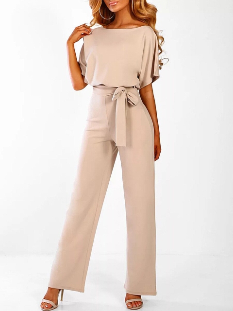 

URBANIC Peach-Coloured Basic Jumpsuit