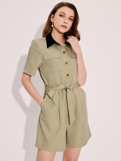 

URBANIC Olive Green & Black Jumpsuit