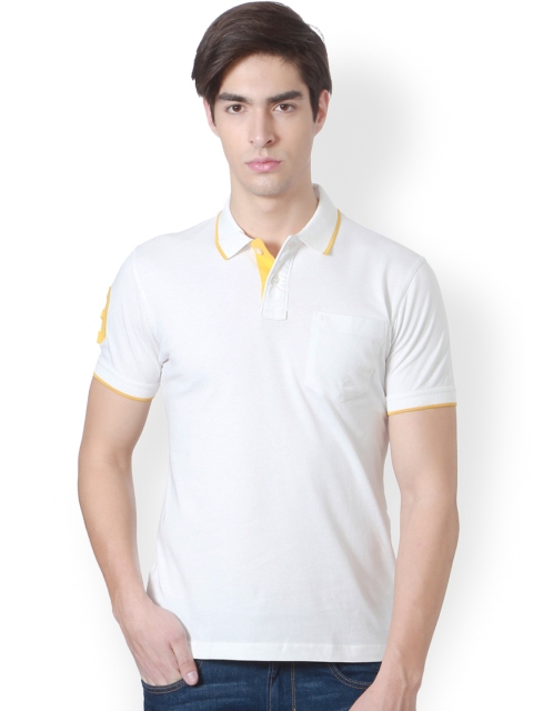 

Peter England Men White Solid Polo Collar T-shirt