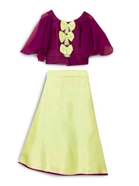 

Hopscotch Girls Purple & Green Ready to Wear Lehenga &
