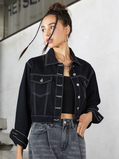 

URBANIC Women Black Denim Jacket