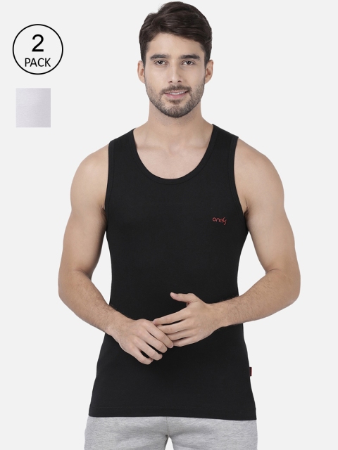 

one8 by Virat Kohli Men Pack Of 2 Solid Innerwear Vests 108-PO2, Black