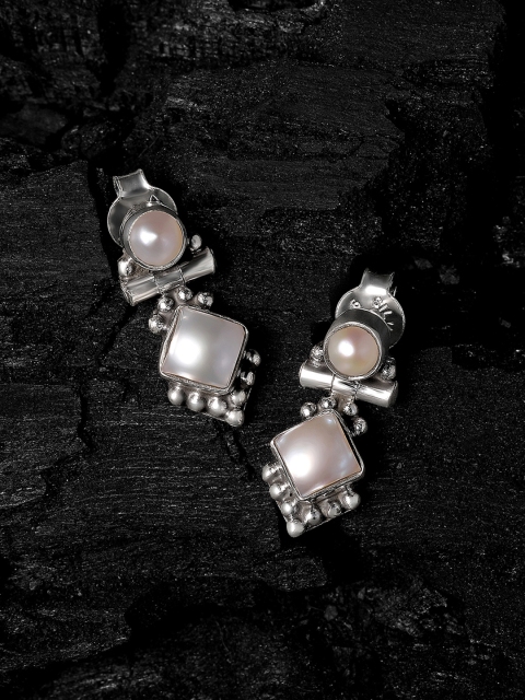 

Silvora by Peora White 925 Sterling Silver Square Studs Earrings