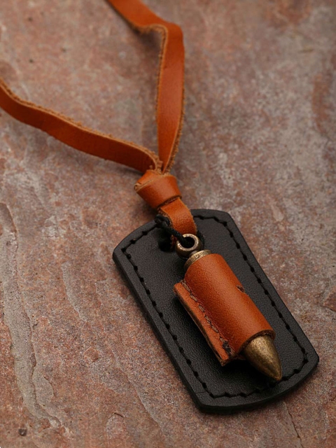 

Dare by Voylla Men Black & Brown Handcrafted Leather Necklace