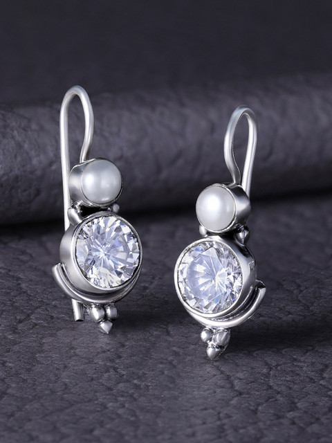 

Silvora by Peora White Circular Drop Earrings