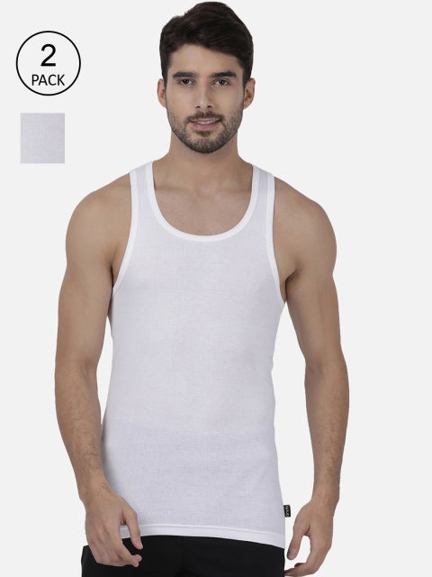 

one8 by Virat Kohli Men Pack of 2 White Solid Cotton Innerwear Vests