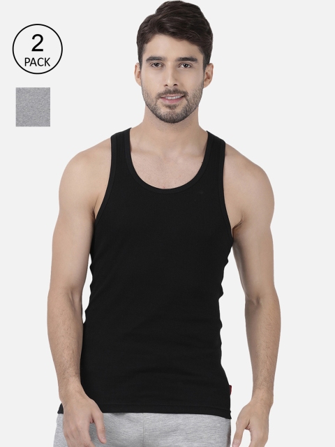 

one8 by Virat Kohli Men Pack Of 2 Solid Cotton Innerwear Vests, Grey melange