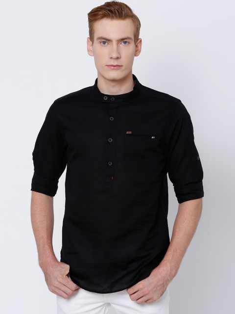 

LOCOMOTIVE Men Black Slim Fit Solid Casual Shirt