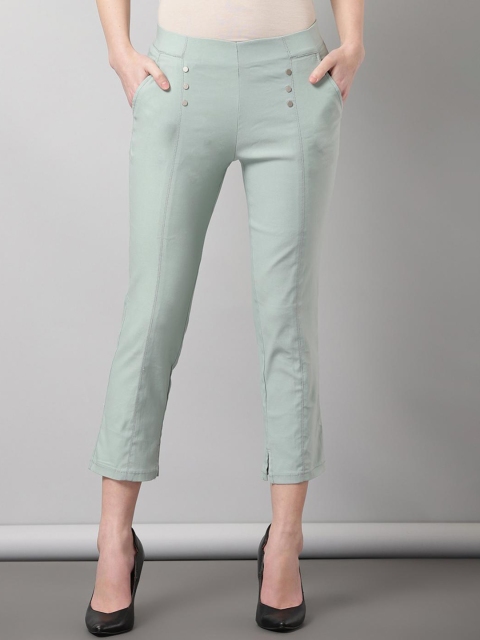 

Lakshita Women Olive Green Comfort Straight Fit Trousers