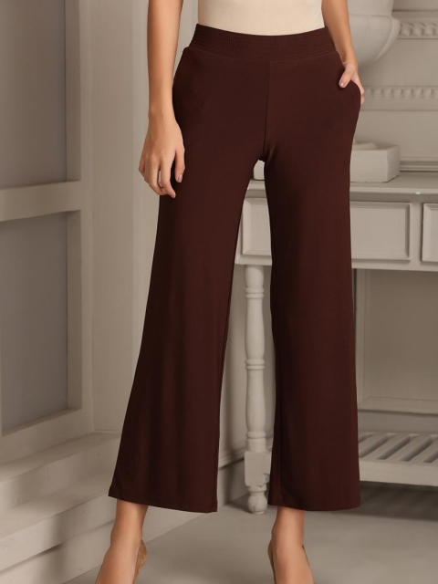 

Lakshita Women Brown Relaxed Loose Fit Plain Culotte Trousers