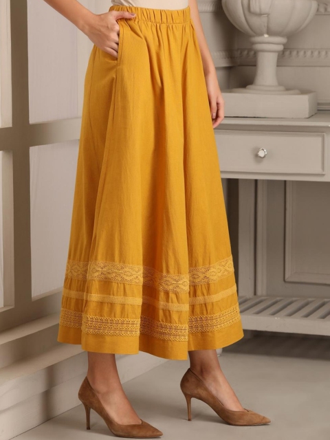 

Lakshita Women Yellow Solid Long A-Line Maxi Skirt