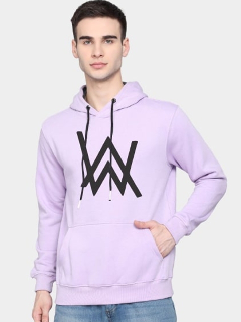 

PockMAN Men Purple Printed Hooded Sweatshirt