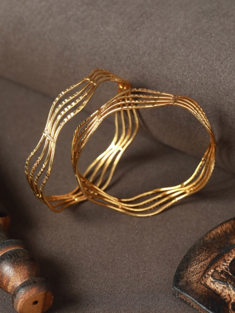 

Priyaasi Women Gold-Plated Embossed Waves Set Of 2 Bangles