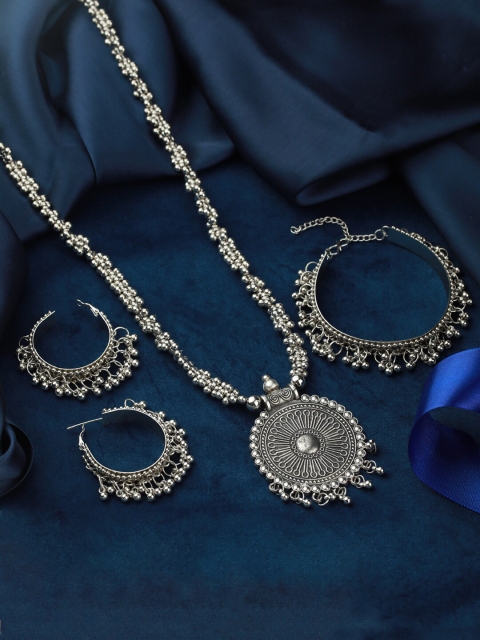 

Priyaasi Silver-Plated Oxidised Jewellery Set