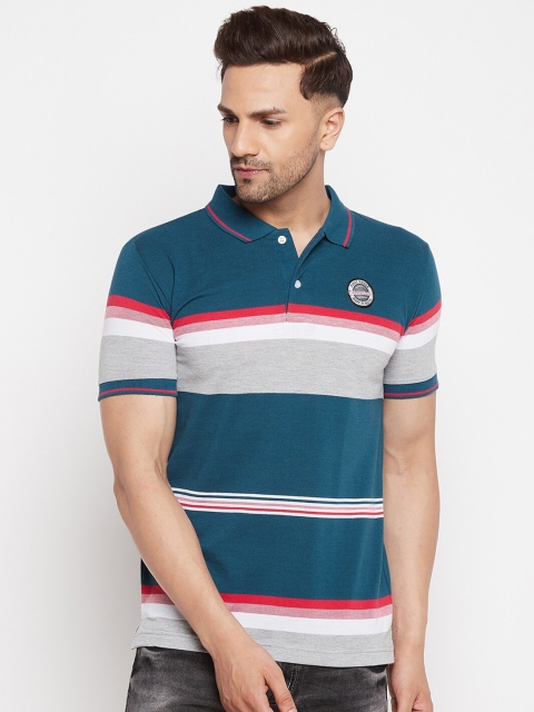 

FirstKrush Men Teal Striped T-shirt