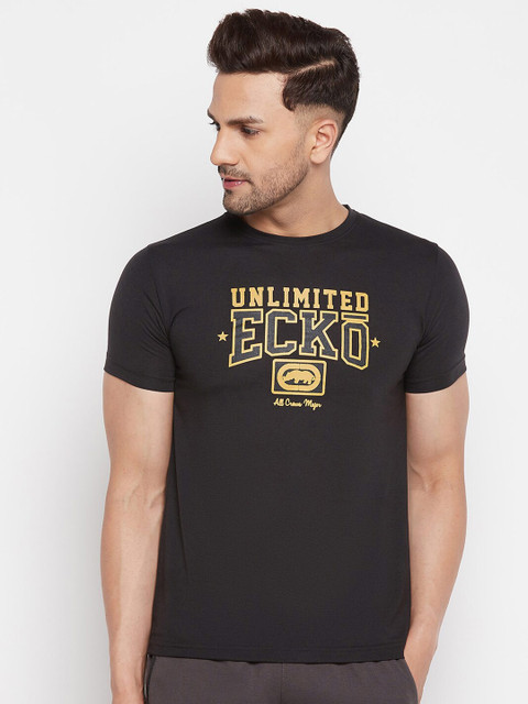 

FirstKrush Men Black Typography Printed Raw Edge T-shirt