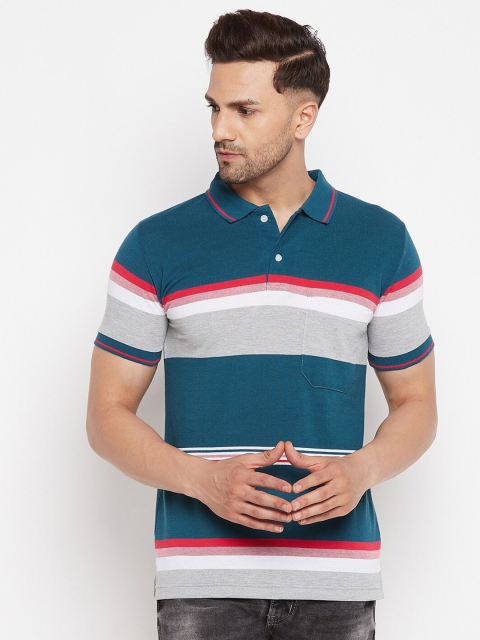 

FirstKrush Men Teal Colourblocked Polo Collar T-shirt