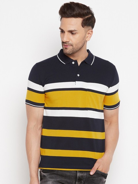 

FirstKrush Men Mustard Yellow Striped T-shirt